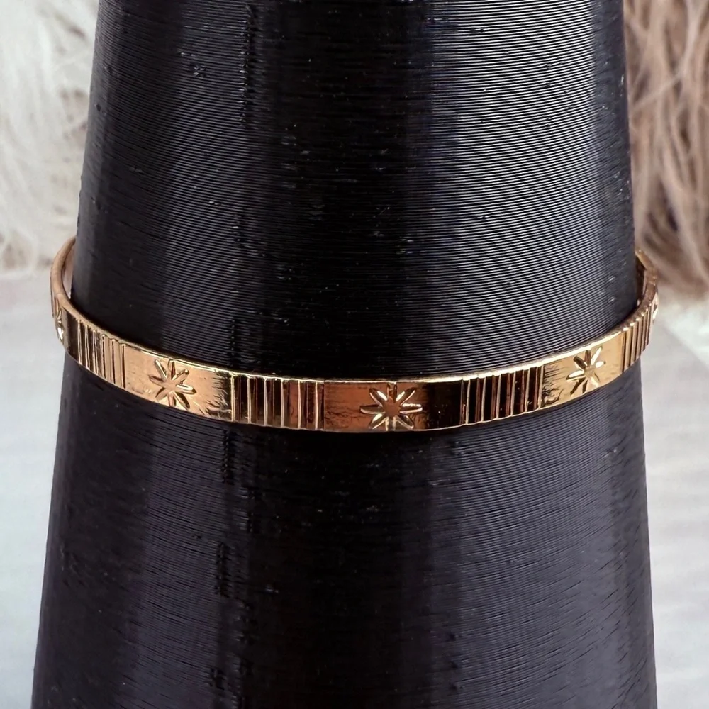 Goldtone Star Bangle Stackable Cuff Bracelet